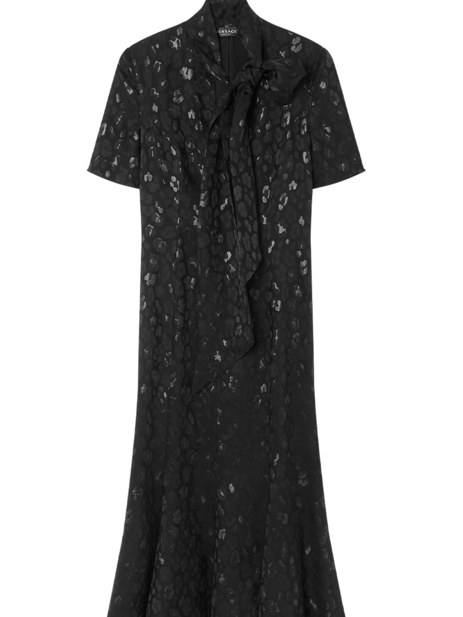 leopard-jacquard Lavalliere dress Women midi Versace 0711